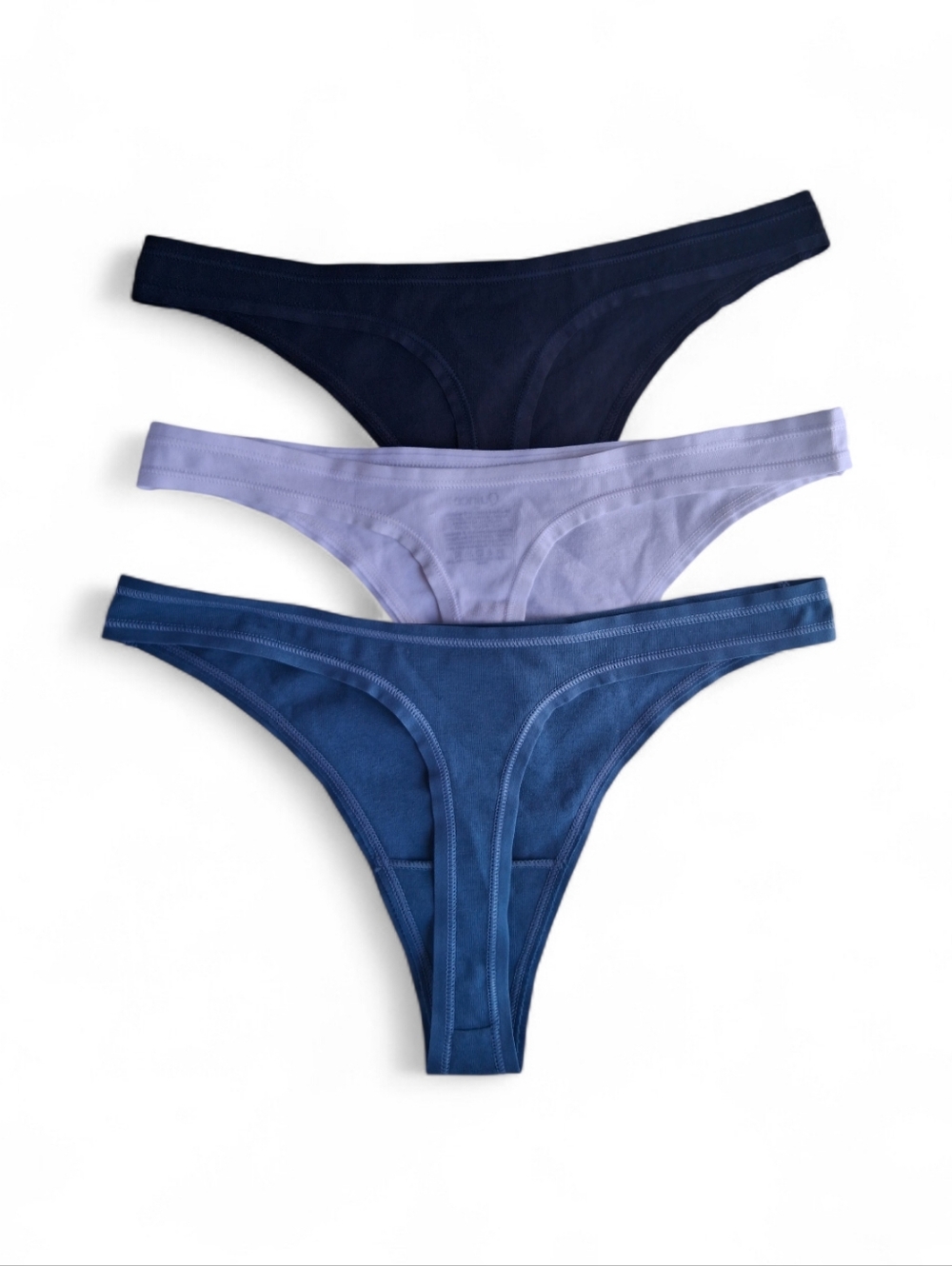 Quince Organic Cotton Thong XS 3 Piece Black White Blue - Picture 4 of 4